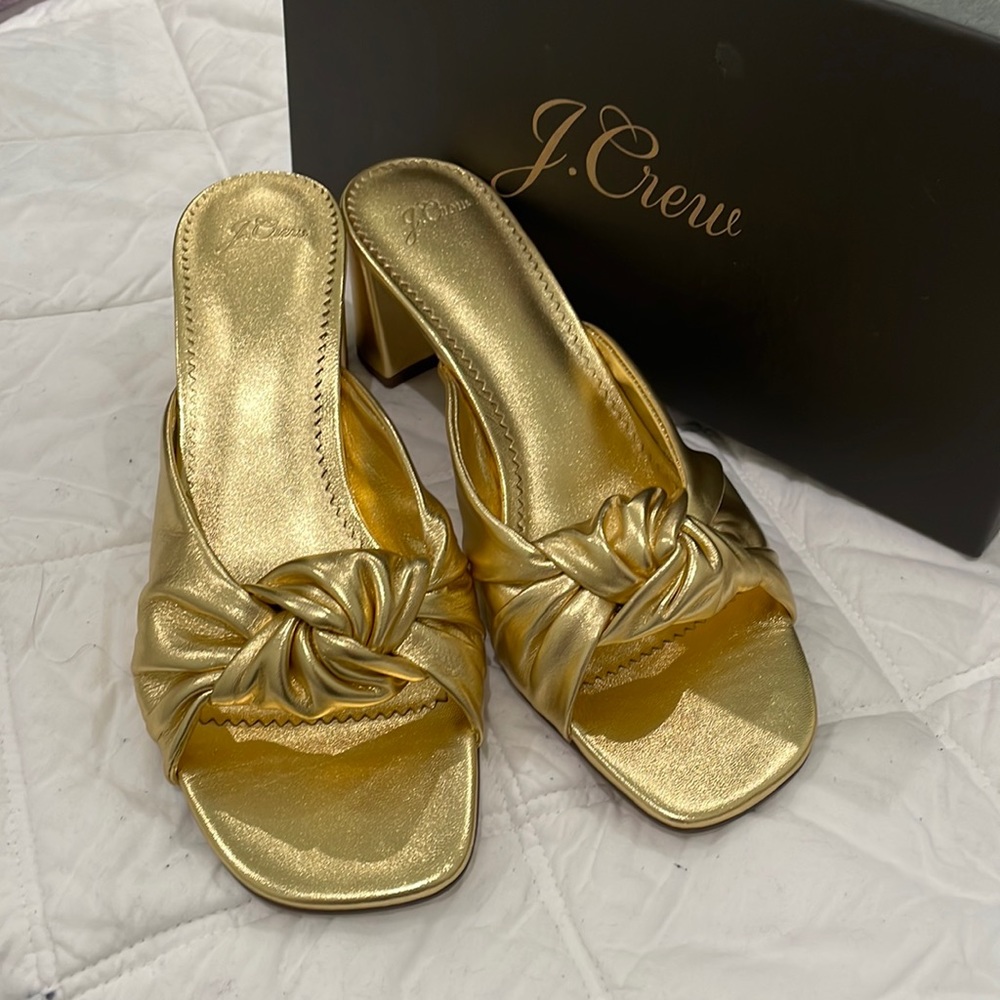 NIB J. Crew gold leather sandals
